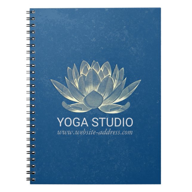 Caderno Espiral Meditação YOGA Reiki Instrutor Blue & Dourado Lotu (Frente)