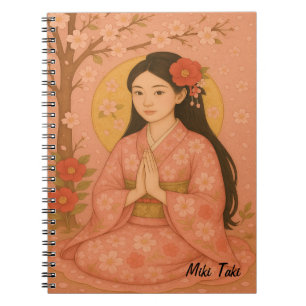 Caderno Espiral Meditação Zen Yoga Personalizada Cor-de-rosa