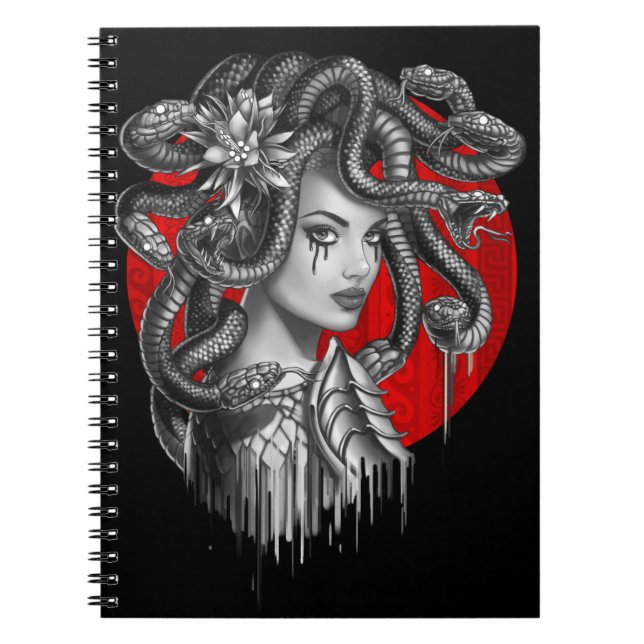 Caderno Espiral MEDUSA - Cobra da Tatuagem de Mito Grego (Frente)