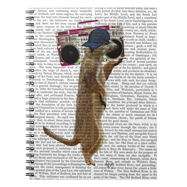 Caderno Espiral Meerkat com Boom Box e Blaster 2 (Frente)