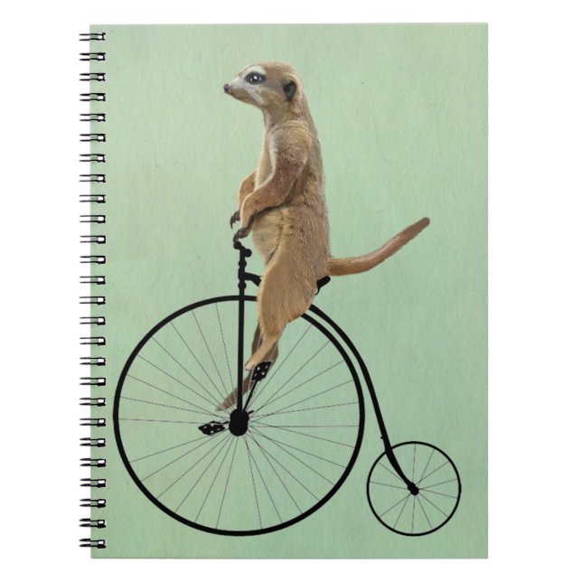 Caderno Espiral Meerkat em Black Penny Farthing 2 (Frente)