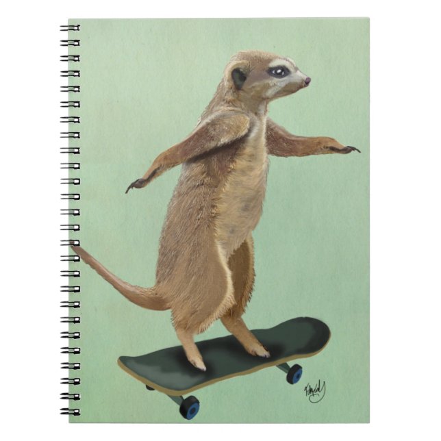Caderno Espiral Meerkat No Skateboard 3 (Frente)