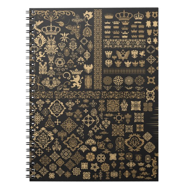 Caderno Espiral Mega conjunto de elementos barrocos (Frente)