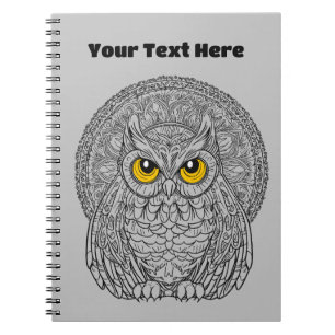 Caderno Espiral Meia-Noite Gaze Eclipse Watcher Owl