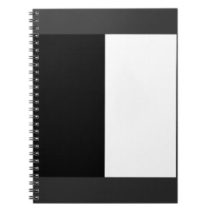 Caderno Espiral meio branco meio preto, meio preto meio branco