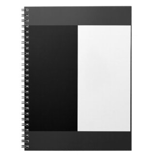 Caderno Espiral meio branco meio preto, meio preto meio branco