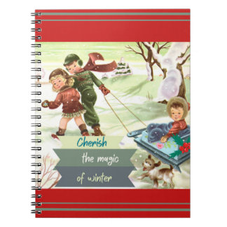 Caderno Espiral Meio século Ilustração Moderna Inverno