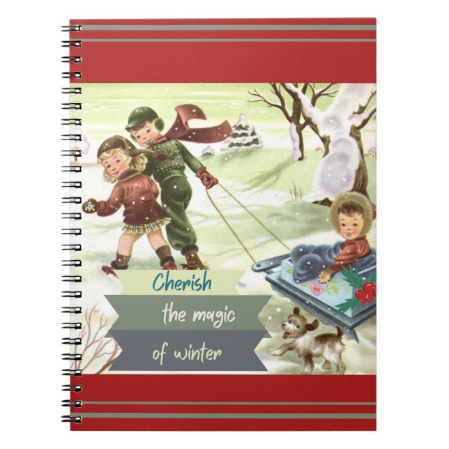 Caderno Espiral Meio século Ilustração Moderna Inverno (Frente)