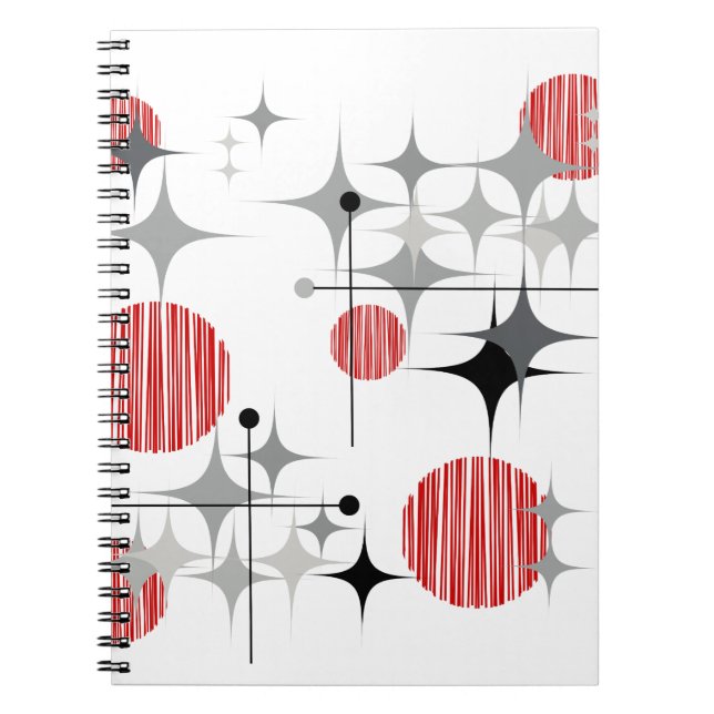 Caderno Espiral Meio Século Moderno Explosões de Estrela e Globos (Frente)