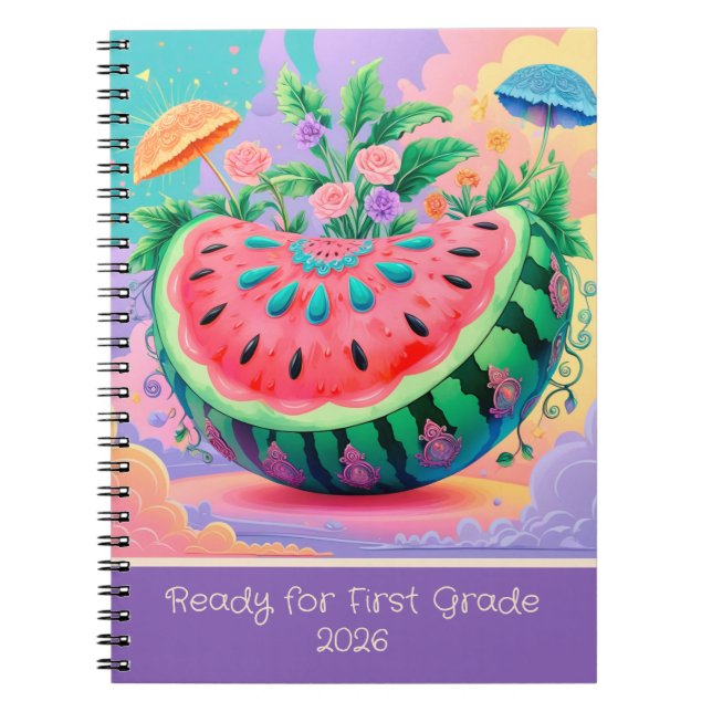 Caderno Espiral Melancia colorida para a 1ª série 2026 (Frente)