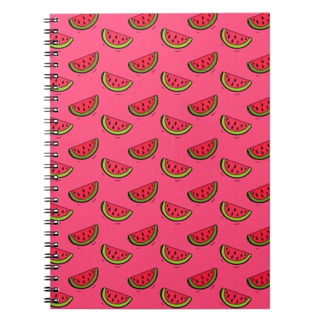 Caderno Espiral Melancia de Verão no Padrão Rosa (Frente)