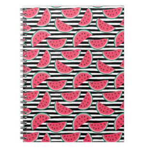 Caderno Espiral Melancia doce nas listras pretas & no teste padrã
