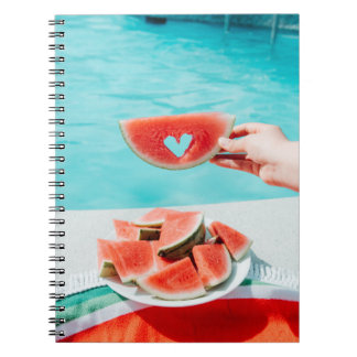 Caderno Espiral Melancia fatiada em papel branco
