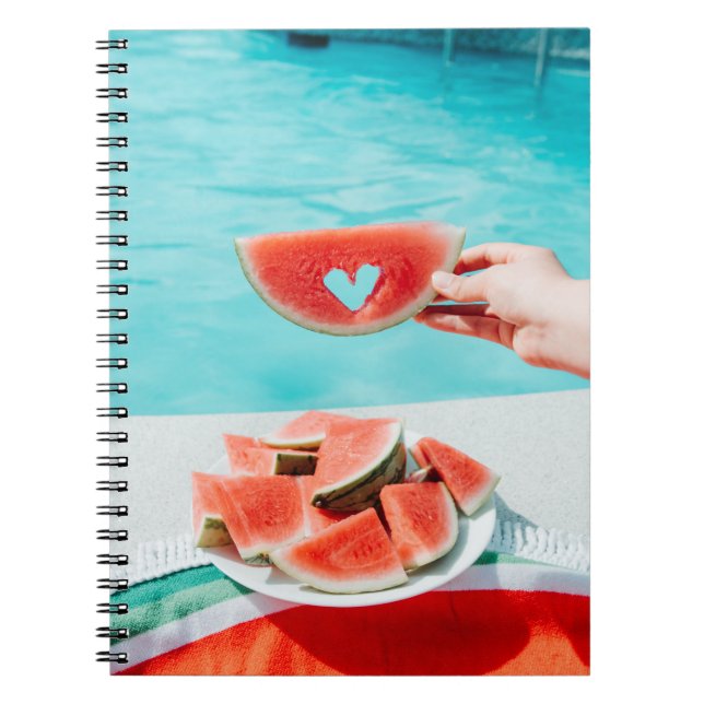 Caderno Espiral Melancia fatiada em papel branco (Frente)