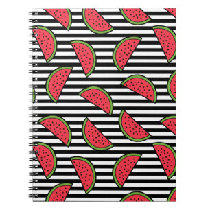 Caderno Espiral Melancia no teste padrão preto & branco das