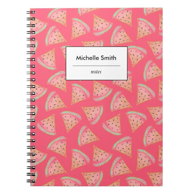 Caderno Espiral Melancia Personalizada Rosa (Frente)