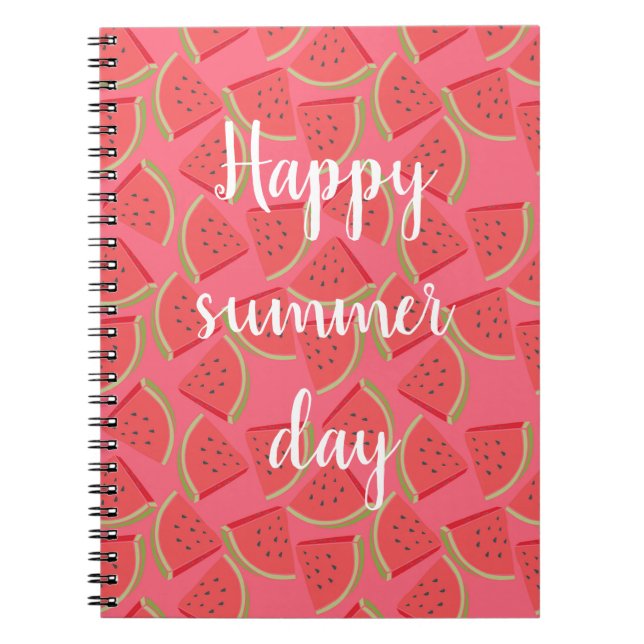 Caderno Espiral Melancia Rosa Moderna, Verão (Frente)