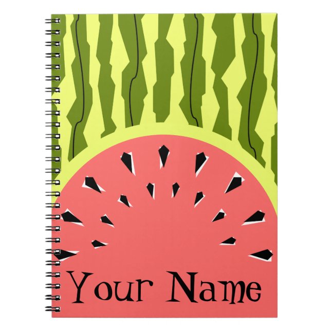 Caderno Espiral Melancia Stripe Nome Rosa (Frente)