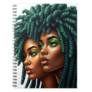 Caderno Espiral Melanina verde irmã mulher negra meninas pele marr