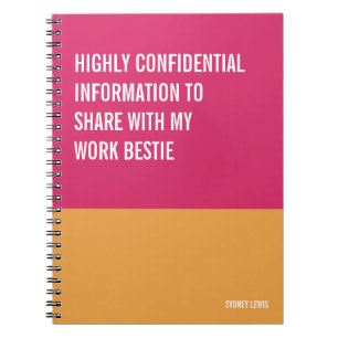 Caderno Espiral Melhor Amiga de Trabalho Humor Engraçado Presente