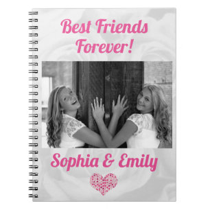 Caderno Espiral Melhor Amigos Besties BFF Adicionar Nomes de Fotog