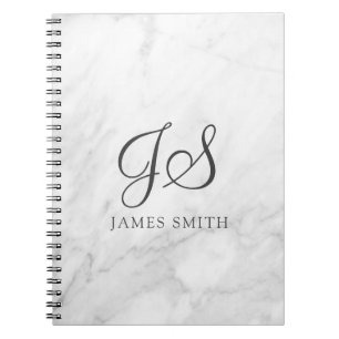 Caderno Espiral Melhor design personalizado nome mármore branco