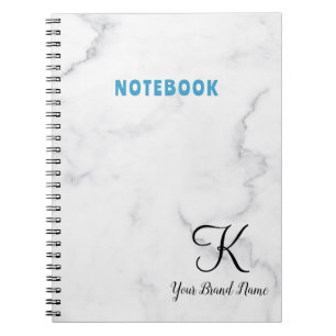 Caderno Espiral Melhor design personalizado nome mármore branco