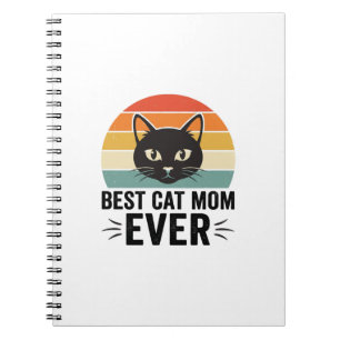 Caderno Espiral Melhor Mãe de Gato de Todos os Tempos Design Retro