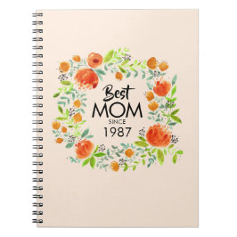 Caderno Espiral Melhor Mãe Desde Notebook Floral Watercolor
