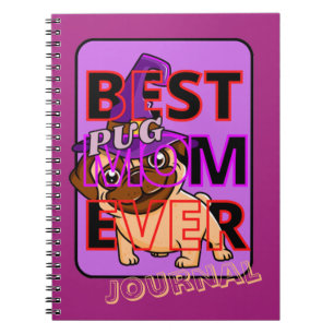 Caderno Espiral Melhor Mãe Pug de Todos os Tempos