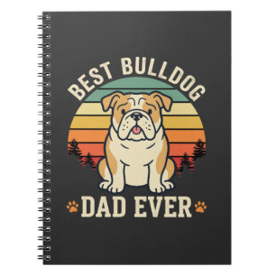 Caderno Espiral Melhor Pai Bulldog de Todos os Tempos Vetor Retro