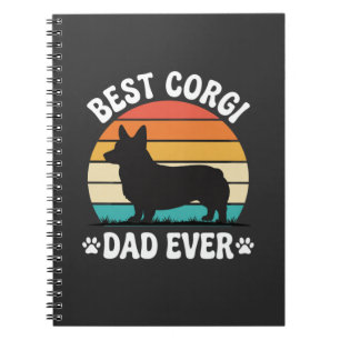 Caderno Espiral Melhor Pai Corgi de Todos os Tempos Cachorro Retro