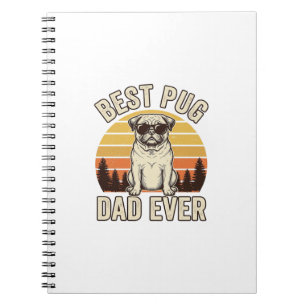 Caderno Espiral Melhor Pai de Pug de Sempre Camiseta Vintage de Pu