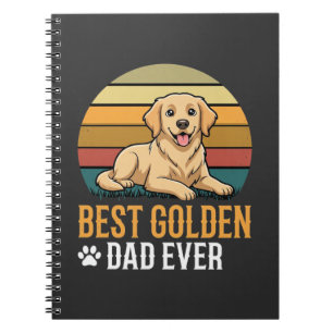 Caderno Espiral Melhor Pai do Golden Retriever de Sempre Retro Cac