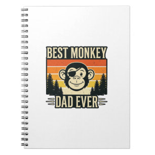 Caderno Espiral Melhor Pai Macaco de Todos os Tempos Camisa Vintag