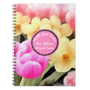 Caderno Espiral Melhor Professor Personalizado Floral