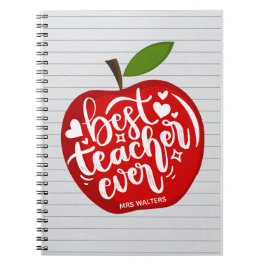 Caderno Espiral Melhor Professora Alguma Vez Chama Apple Vermelha 