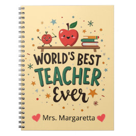 Caderno Espiral Melhor Professora do Mundo - Design Engraçado