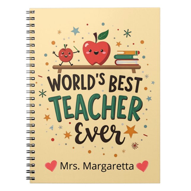Caderno Espiral Melhor Professora do Mundo - Design Engraçado (Frente)