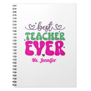 Caderno Espiral Melhor Professora Personalizada Escrito verde rosa