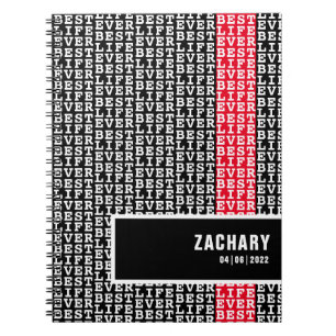 Caderno Espiral Melhor Vida de Preto com Texto Branco Vermelho Str