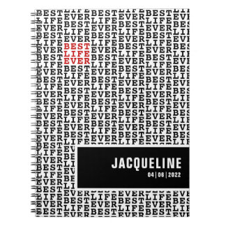 Caderno Espiral Melhor vida personalizada do vermelho branco preto