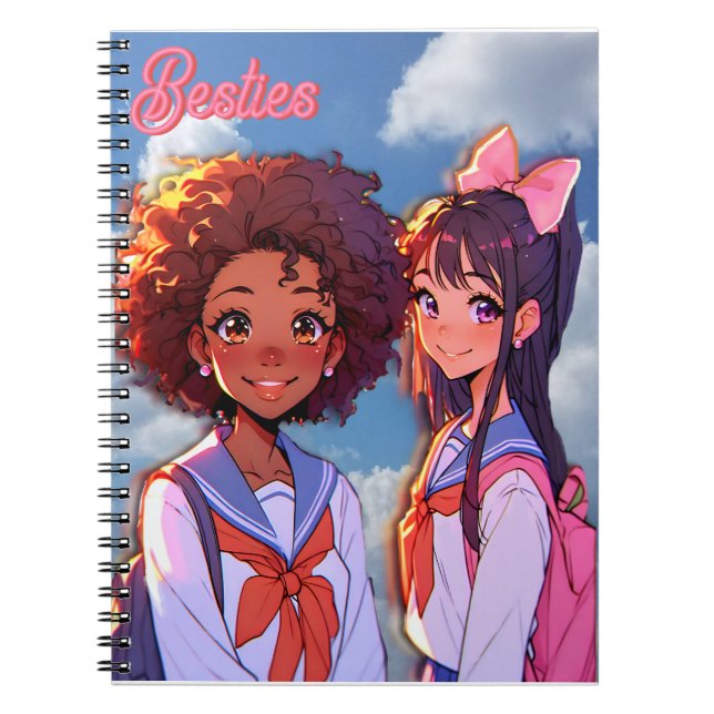 Caderno Espiral Melhores Amigas No Primeiro Dia De Aula (Frente)