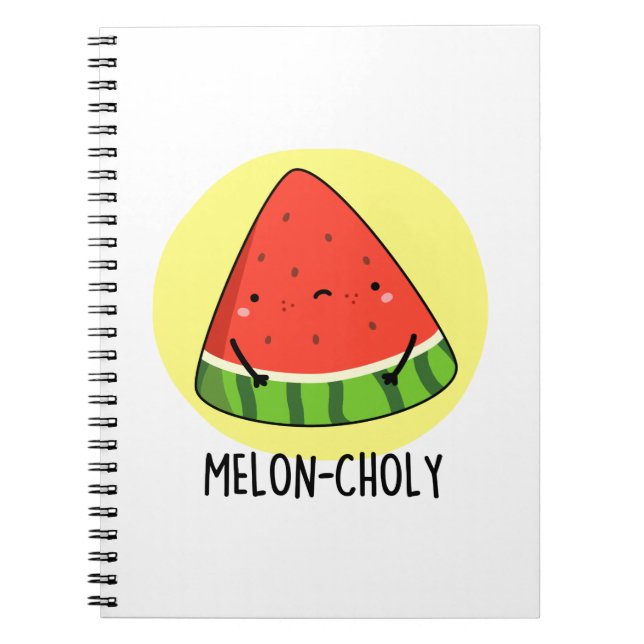 Caderno Espiral Melon Choly Funny Sad Watermelon Pun (Frente)
