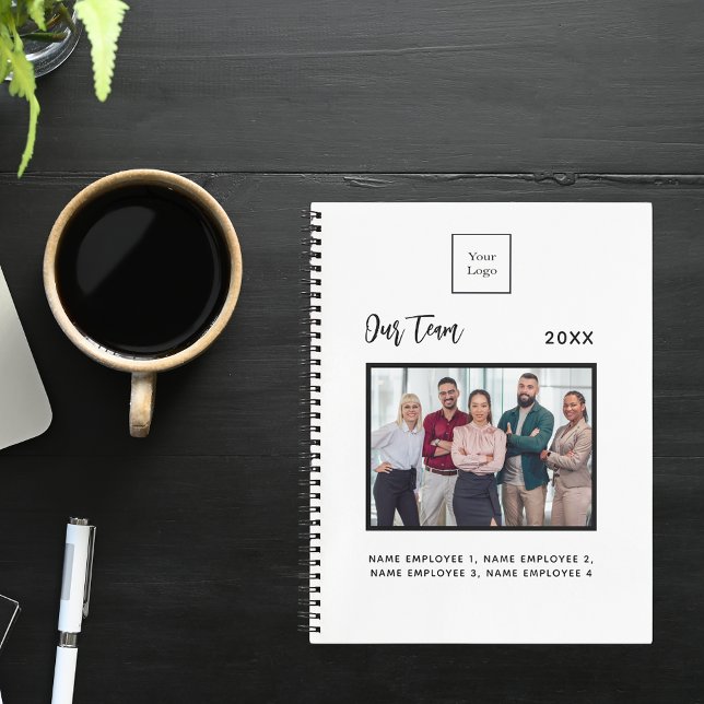Caderno Espiral Membros da equipe de foto de negócios nome branco (Criador carregado)