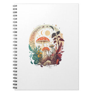 Caderno Espiral Meme de Cogumelo Aesthetic Goblincore e Cottagecor