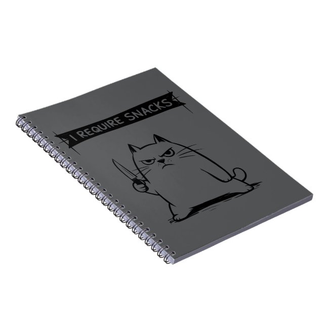 Caderno Espiral Meme de Gato Engraçado Eu Preciso de Lanches  (Lado Direito)