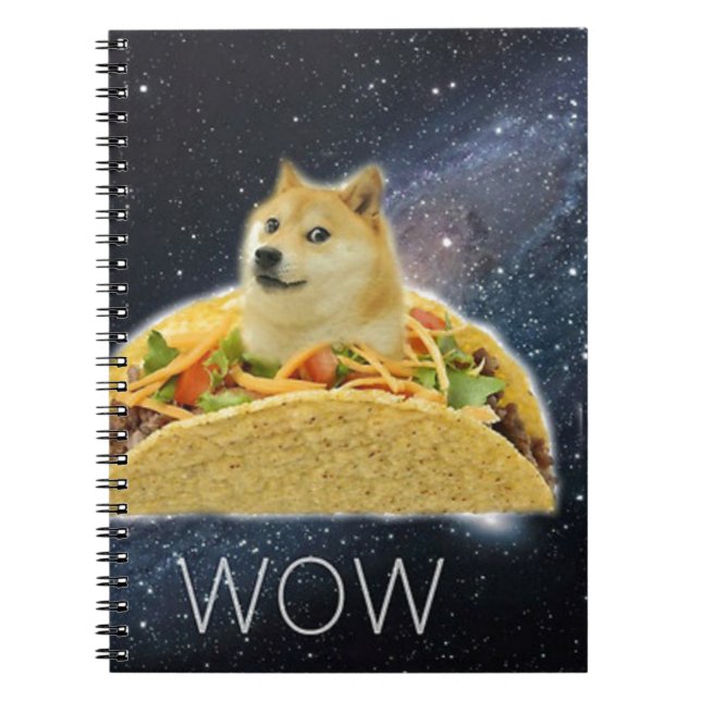Caderno Espiral meme do taco espacial doge (Frente)