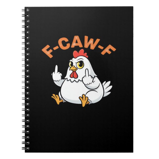 Caderno Espiral Meme Engraçado F-Caw-F Frango (Frente)
