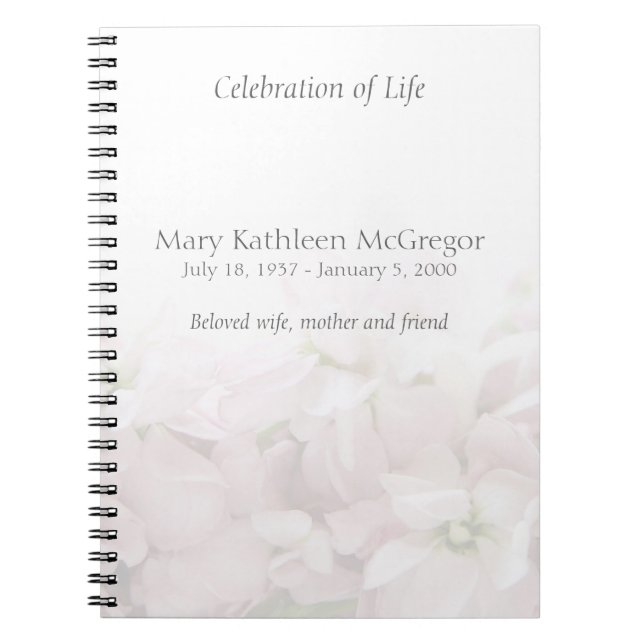 Caderno Espiral Memória de flores de primavera rosa esmaecida (Frente)